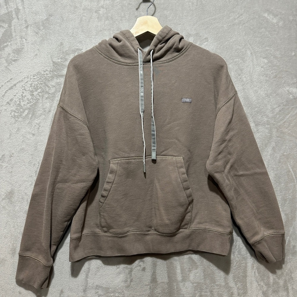 FIGS W21LW1006 Brown Pullover Hoodie Sweatshirt Medium Cotton Blend Lounge